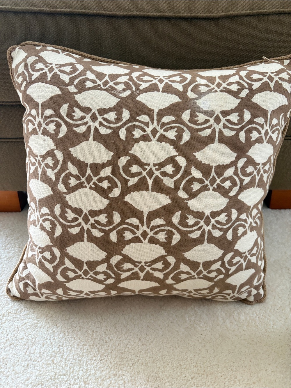 Magnolia Brown and Cream Patterned Accent Pillow